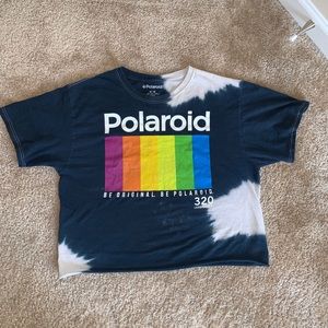 multi-color tie-dyed polaroid crop top